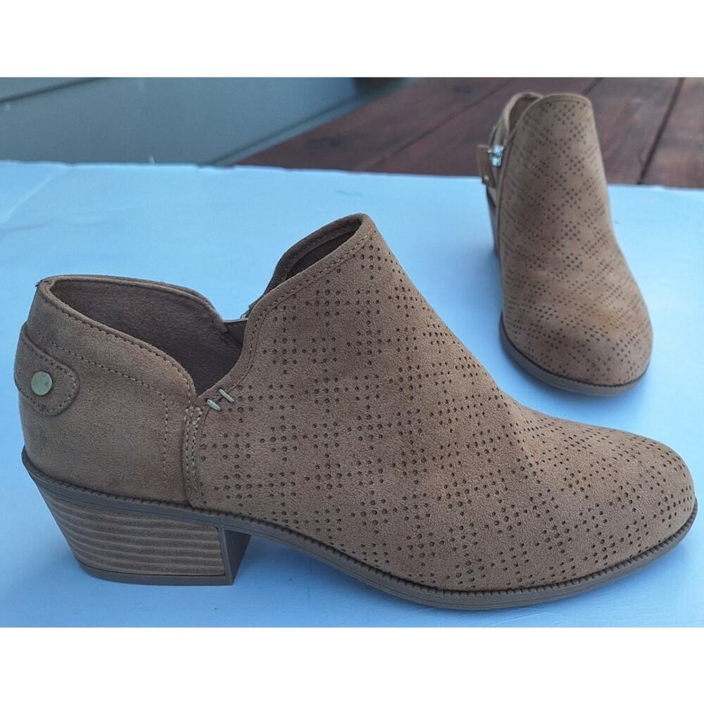 Dr. Scholl's Tan Perforated Suede Ankle Booties
